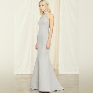 Amsale “Austin” halter bridesmaid dress; size 8 altered down to about a size 6.